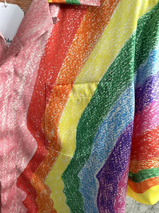 CASABLANCA 2023SS Rainbow Pattern Silk Short Sleeve Shirt