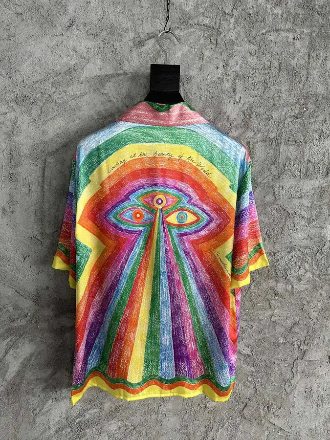 CASABLANCA 2023SS Rainbow Pattern Silk Short Sleeve Shirt