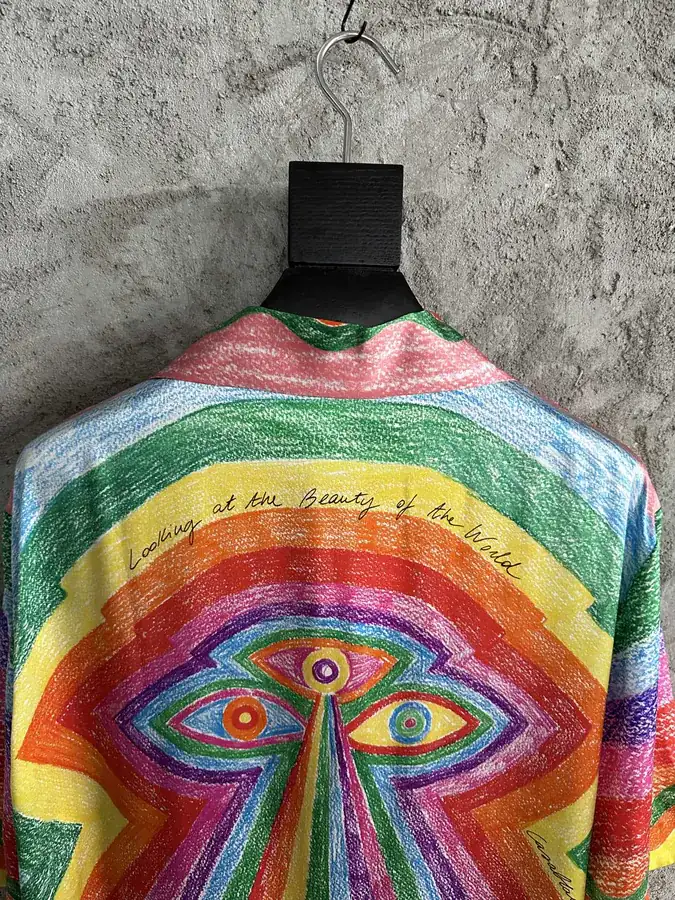CASABLANCA 2023SS Rainbow Pattern Silk Short Sleeve Shirt