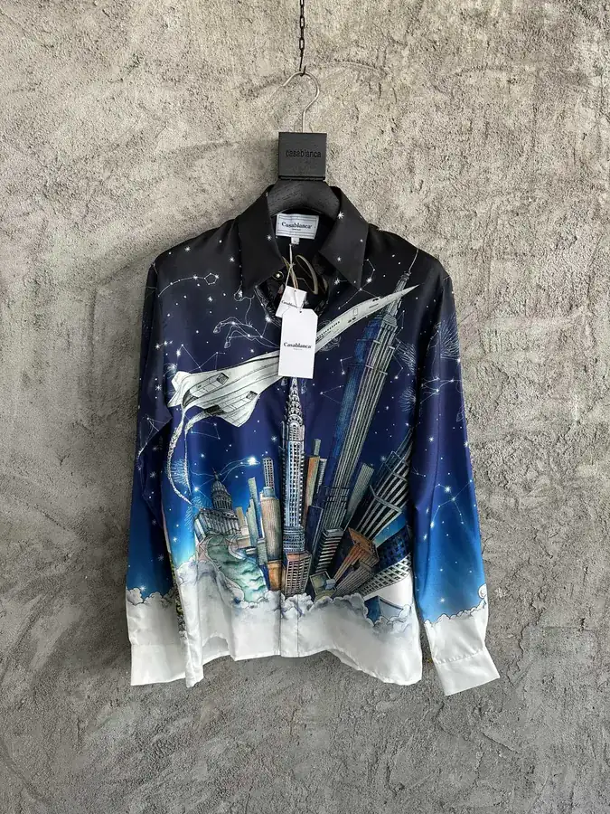 Casablanca 2023SS Embroidered Silk Long Sleeve Shirt
