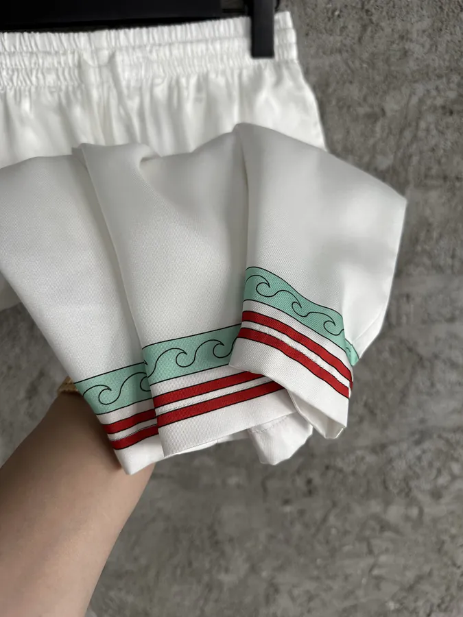 CASABLANCA 2023SS Silk Shorts with Ostrich Pattern