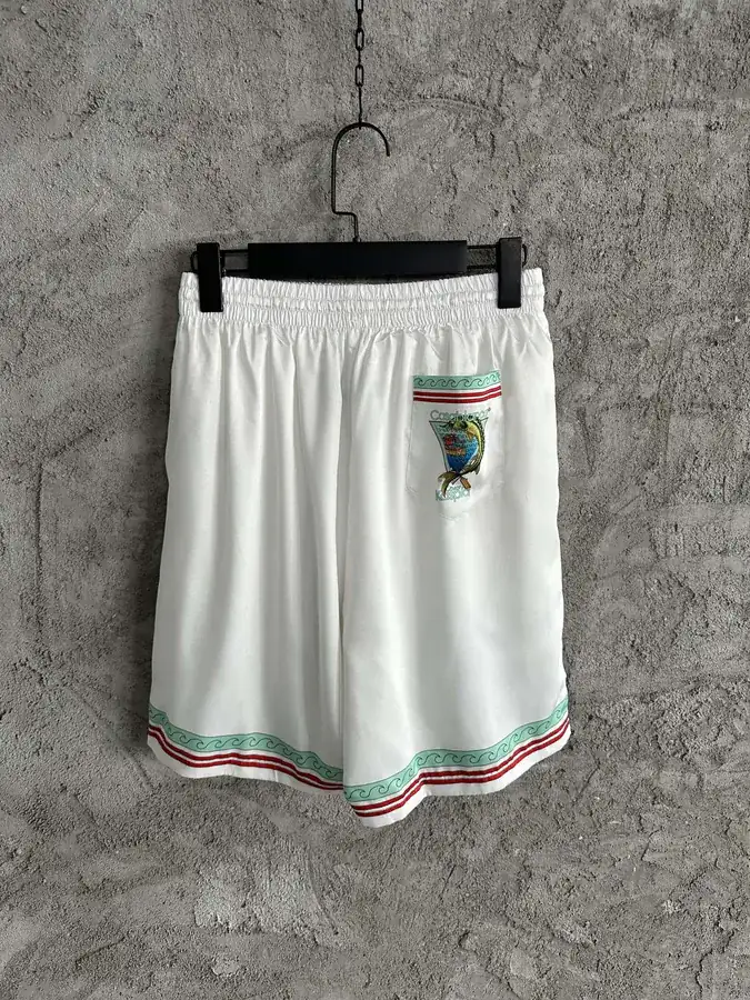CASABLANCA 2023SS Silk Shorts with Ostrich Pattern