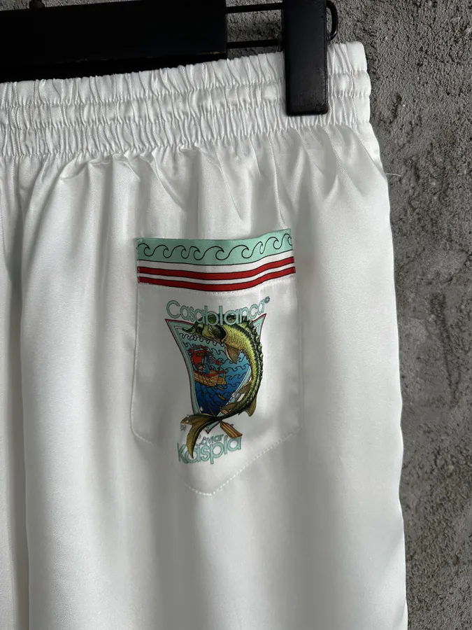 CASABLANCA 2023SS Silk Shorts with Ostrich Pattern
