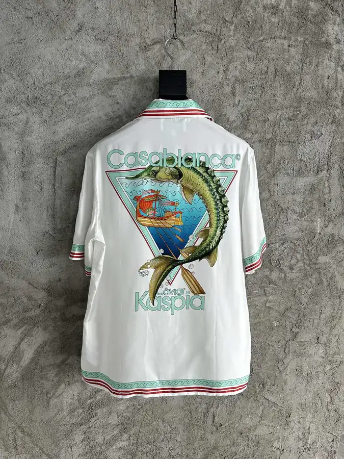CASABLANCA 2023SS Silk Shirt with Fish Pattern