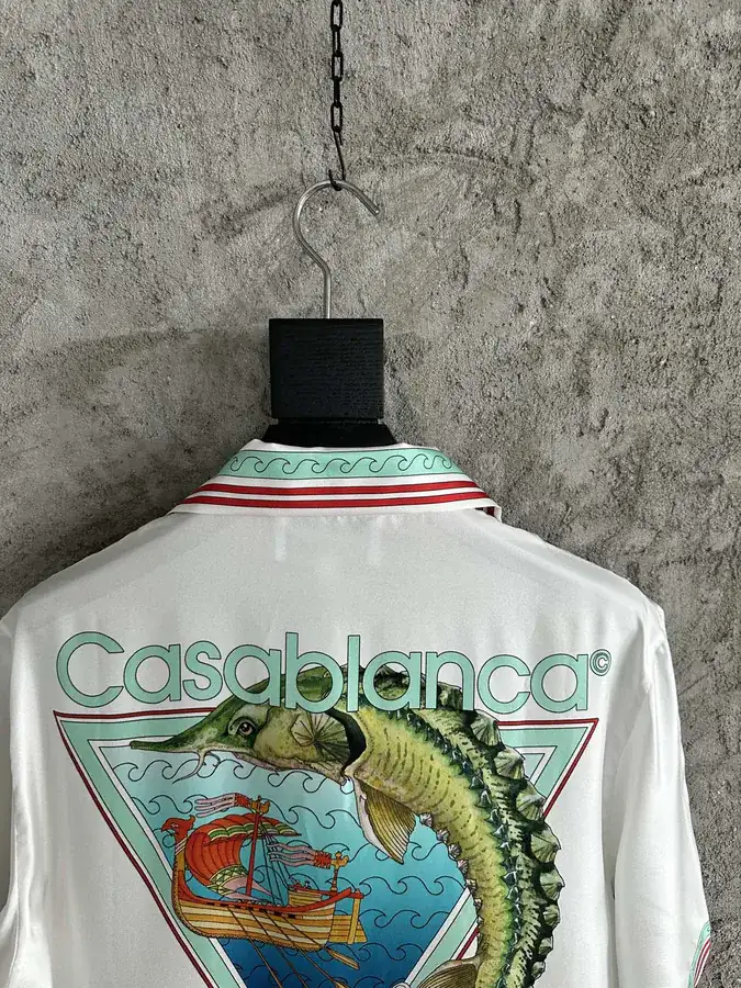 CASABLANCA 2023SS Silk Shirt with Fish Pattern