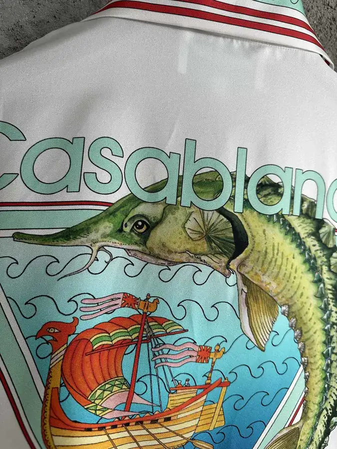CASABLANCA 2023SS Silk Shirt with Fish Pattern