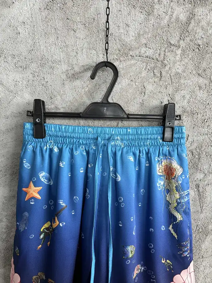 CASABLANCA 2023SS Silk Shorts with Ocean Pattern