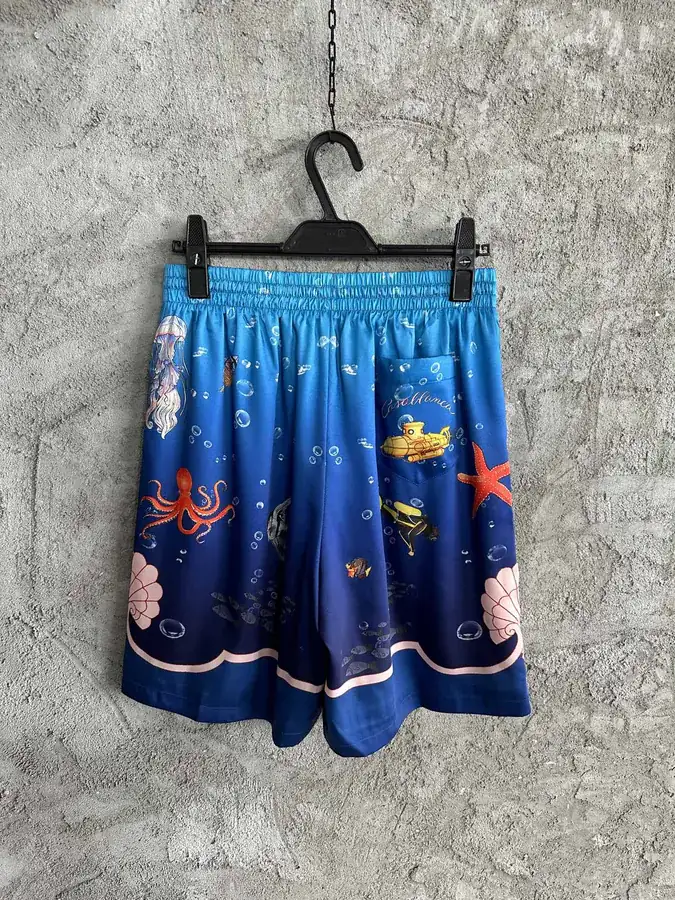 CASABLANCA 2023SS Silk Shorts with Ocean Pattern