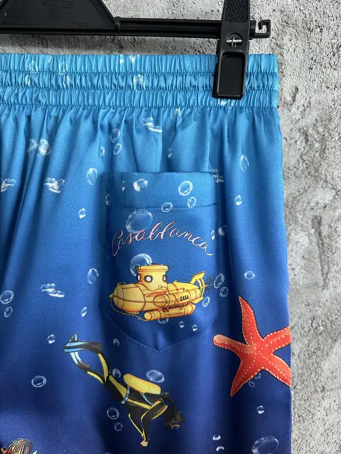 CASABLANCA 2023SS Silk Shorts with Ocean Pattern