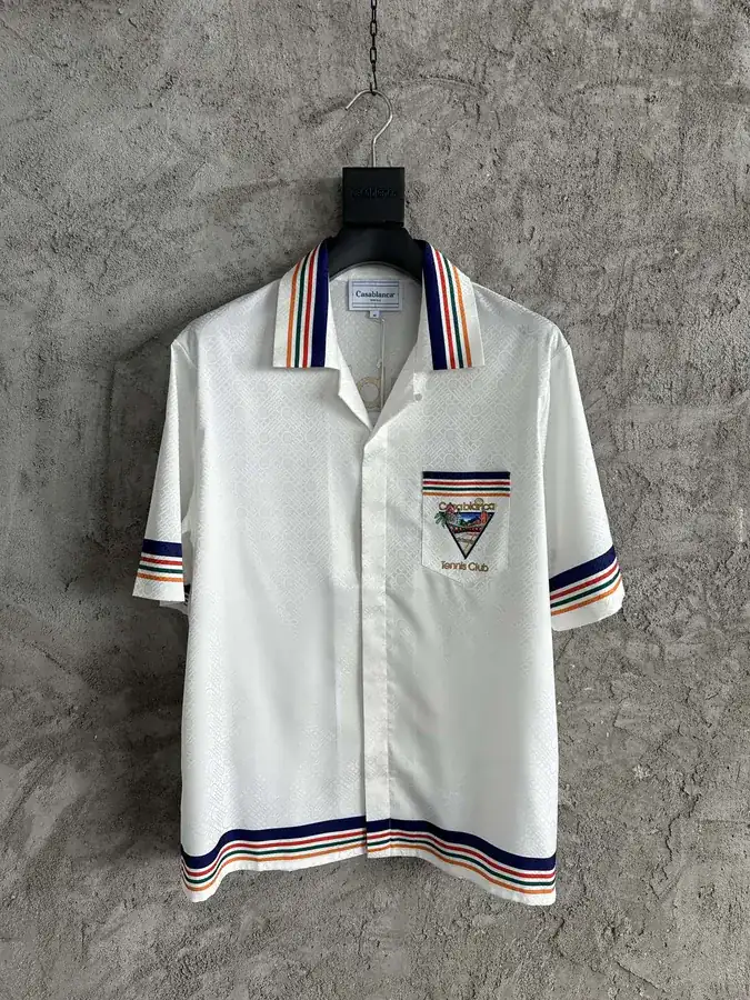 CASABLANCA 2024SS Tennis Pattern Silk Short Sleeve Shirt
