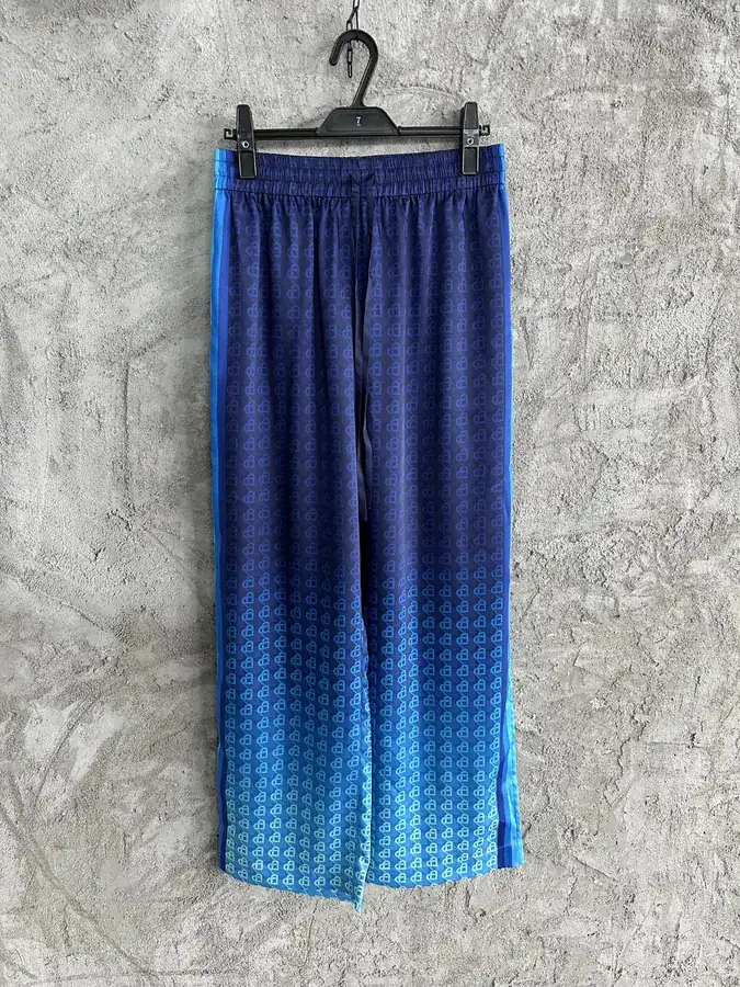 CASABLANCA 2024SS Blue Heart Pattern Silk Trousers
