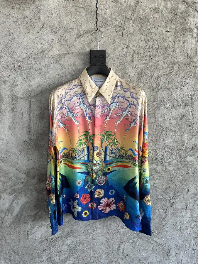 CASABLANCA 2024SS Jet Print Silk Long Sleeve Shirt