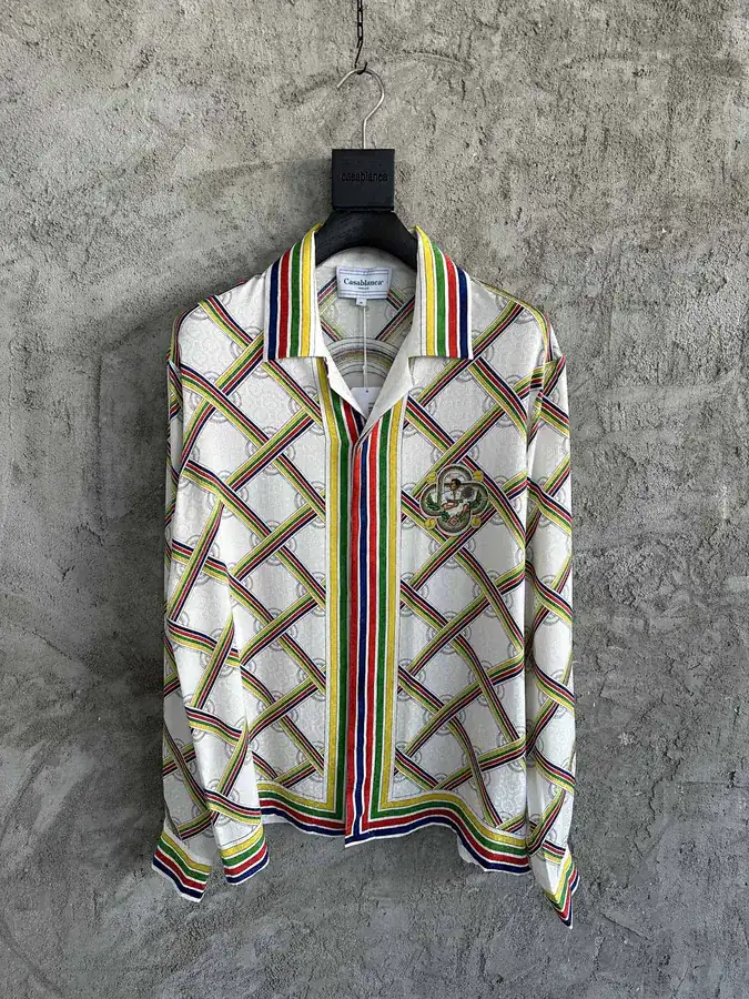 CASABLANCA 2024SS Striped Print Silk Long Sleeve Shirt