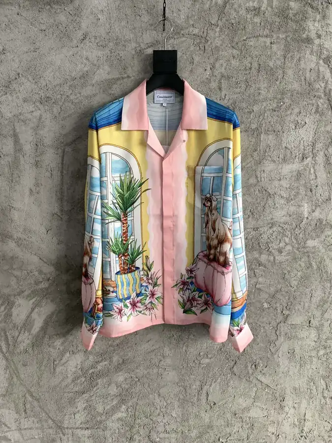 CASABLANCA 2024SS Long Fur Pattern Silk Long Sleeve Shirt