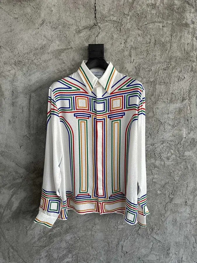 CASABLANCA 2024SS Stripe Print Silk Long Sleeve Shirt