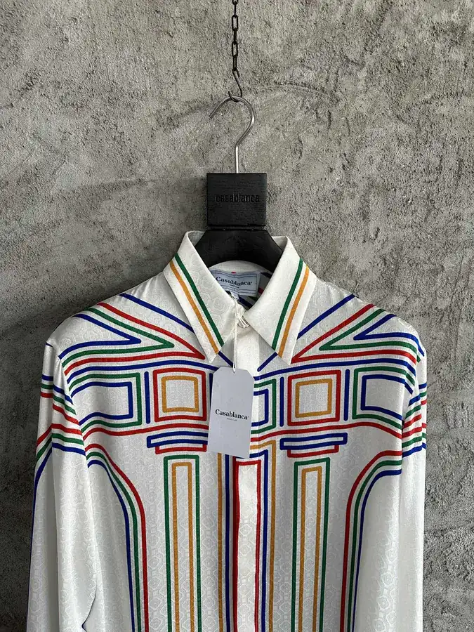 CASABLANCA 2024SS Stripe Print Silk Long Sleeve Shirt
