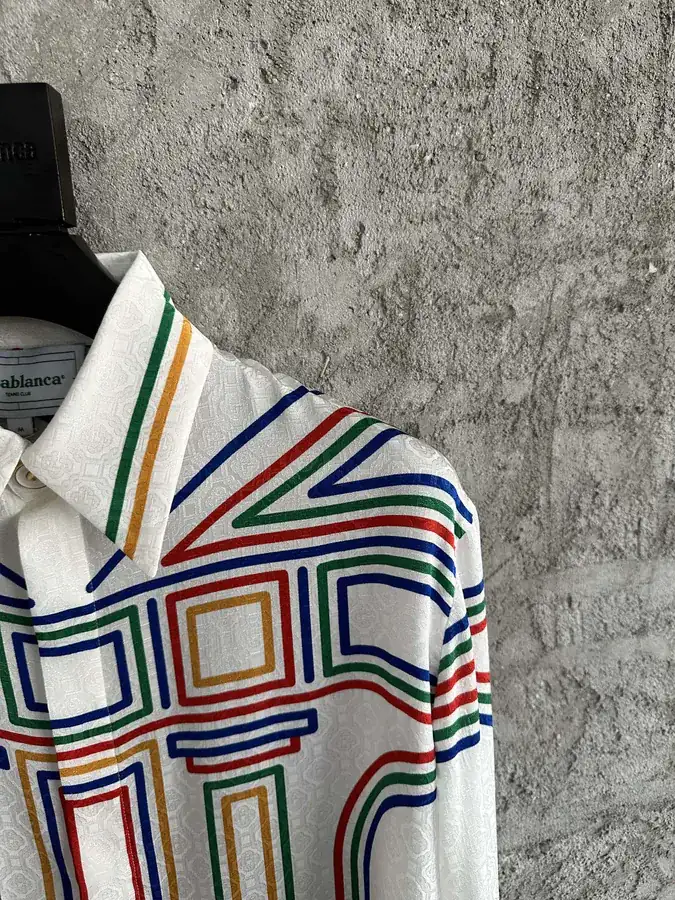 CASABLANCA 2024SS Stripe Print Silk Long Sleeve Shirt