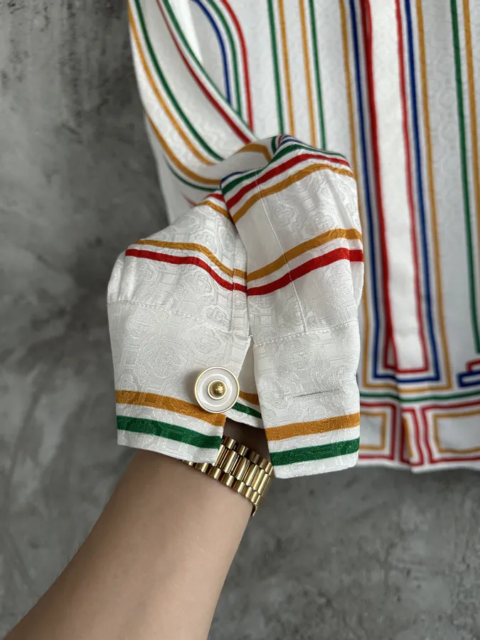 CASABLANCA 2024SS Stripe Print Silk Long Sleeve Shirt