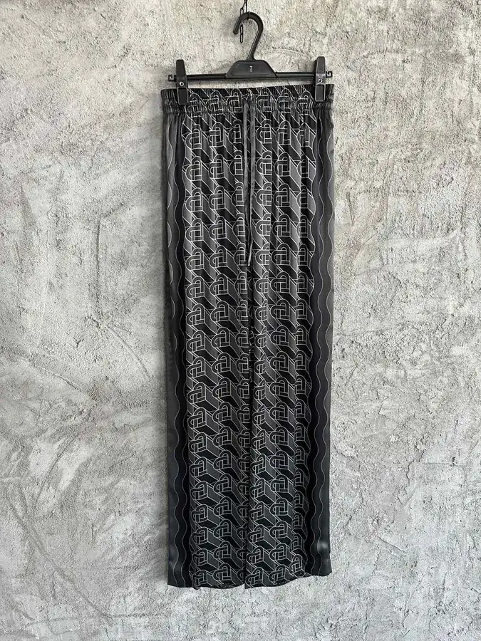 CASABLANCA 2024SS Black Heart Pattern Silk Trousers