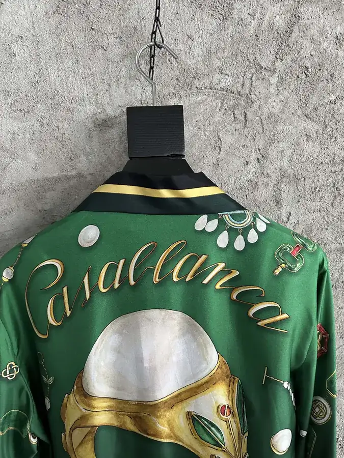 CASABLANCA 2024SS Embroidered Jewelry Print Silk Long Sleeve Shirt