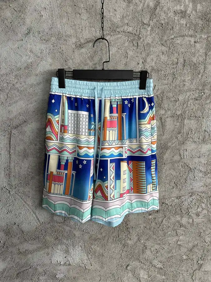 CASABLANCA 2023SS City Pattern Silk Shorts