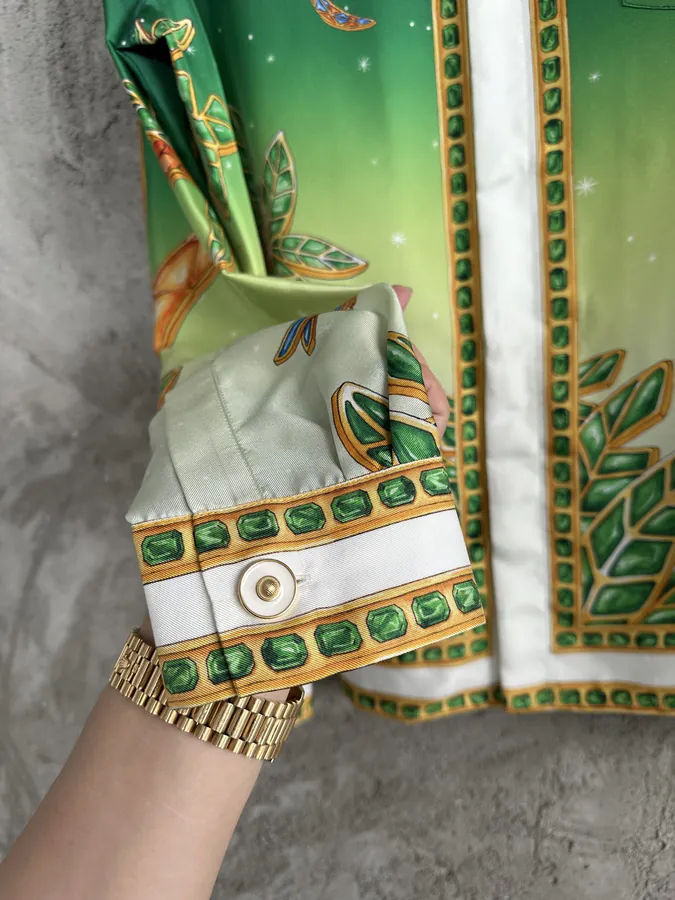 CASABLANCA 2024SS Embellished Silk Long Sleeve Shirt