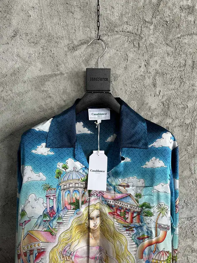 CASABLANCA 2024SS Colorful Mushroom Print Silk Long Sleeve Shirt
