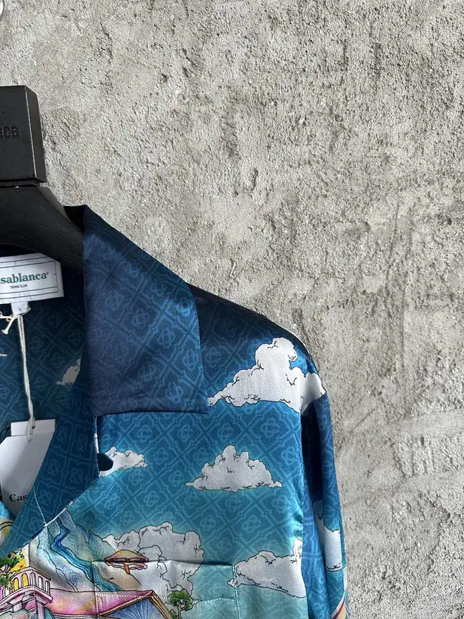 CASABLANCA 2024SS Colorful Mushroom Print Silk Long Sleeve Shirt