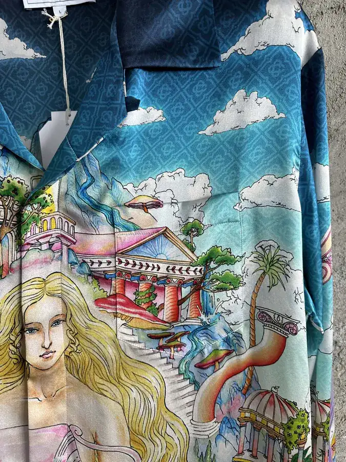 CASABLANCA 2024SS Colorful Mushroom Print Silk Long Sleeve Shirt