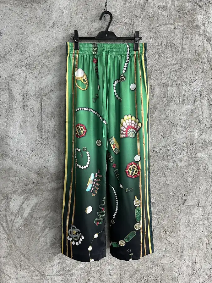 CASABLANCA 2024SS Silk Trousers with Jewelry Pattern