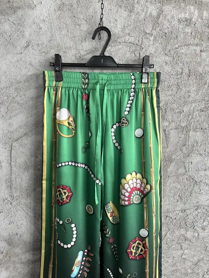 CASABLANCA 2024SS Silk Trousers with Jewelry Pattern