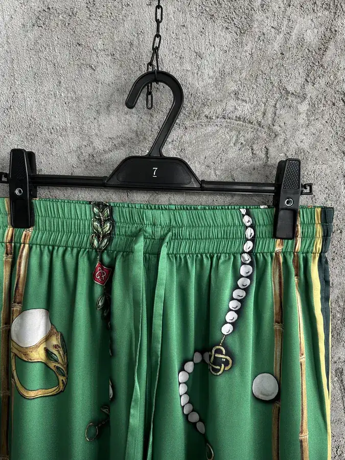 CASABLANCA 2024SS Silk Trousers with Jewelry Pattern
