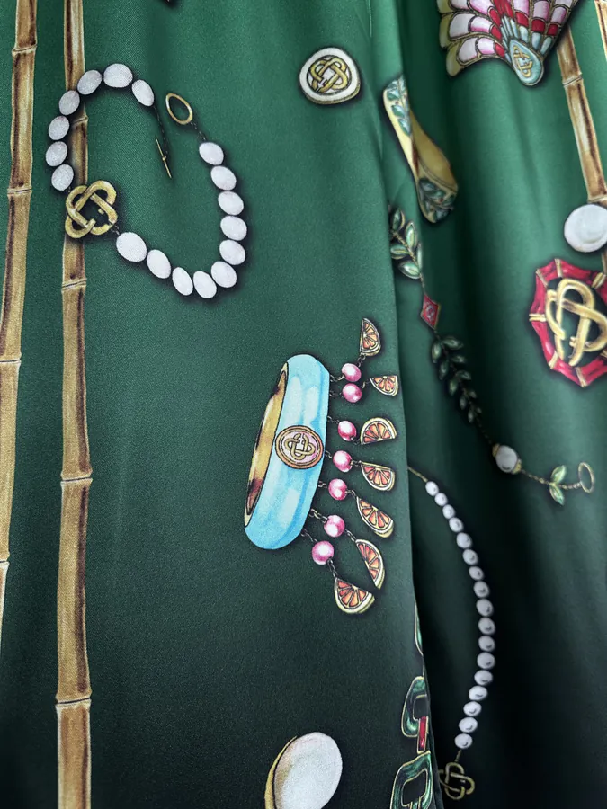 CASABLANCA 2024SS Silk Trousers with Jewelry Pattern