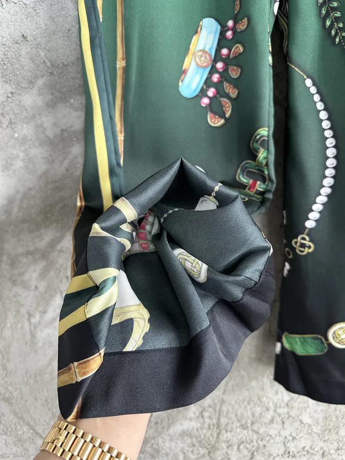 CASABLANCA 2024SS Silk Trousers with Jewelry Pattern
