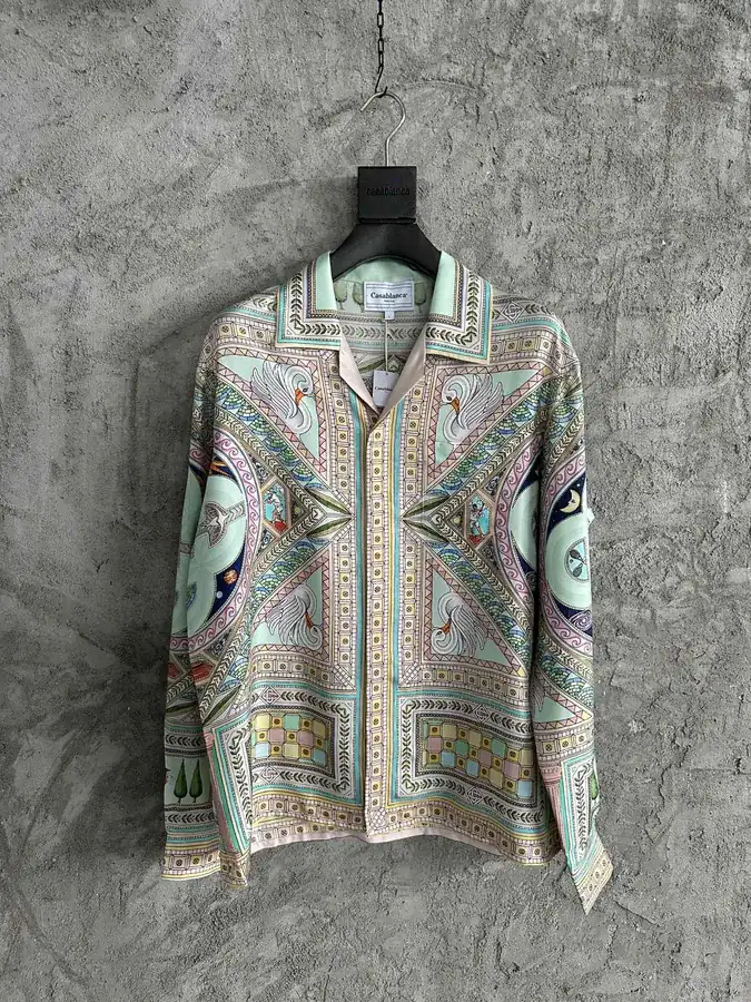 CASABLANCA 2024SS Square Print Silk Long Sleeve Shirt
