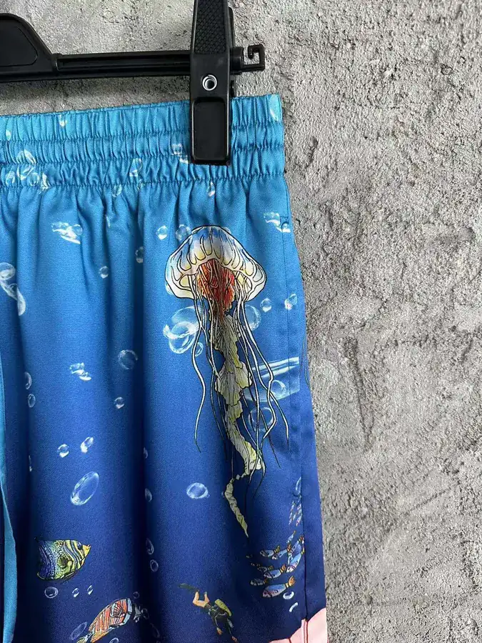 CASABLANCA 2023SS Ocean Print Silk Shorts