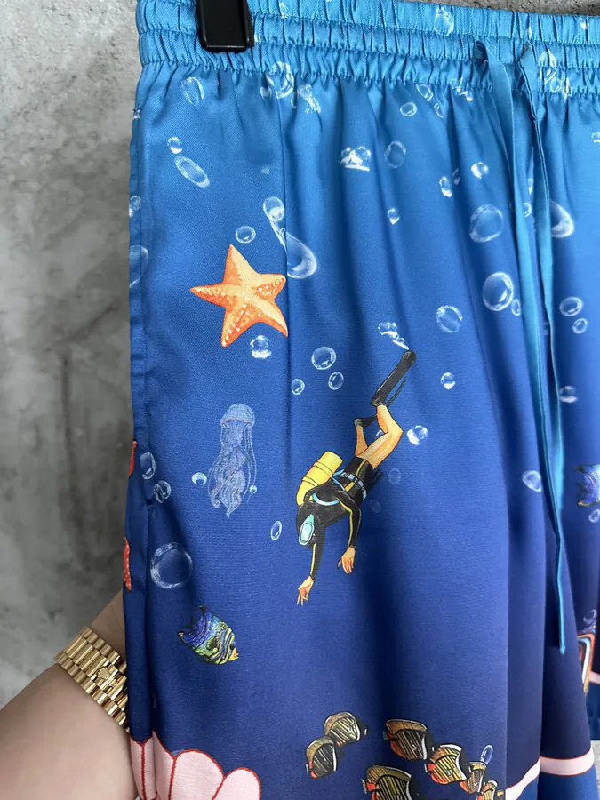 CASABLANCA 2023SS Ocean Print Silk Shorts