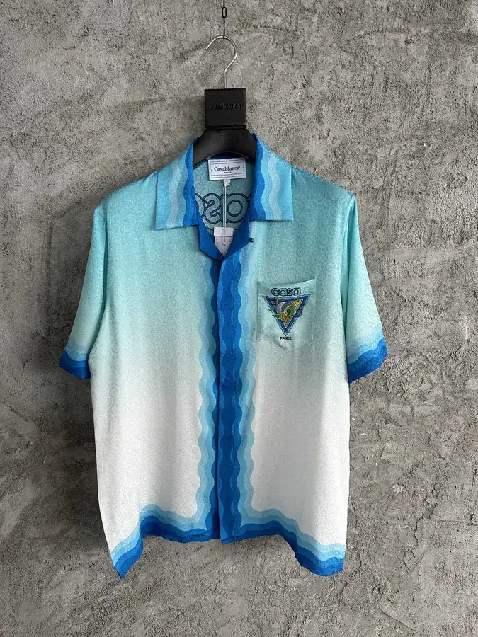 CASABLANCA 2023SS Axolotl Pattern Silk Short Sleeve Shirt