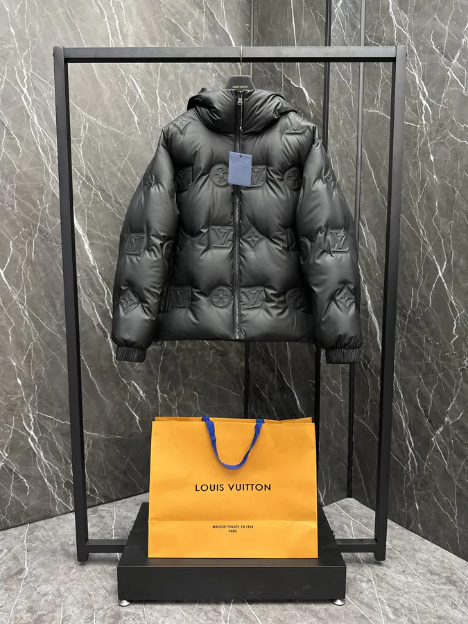 Louis Tech Leather Monogram Hoodie with Goose Down Fill
