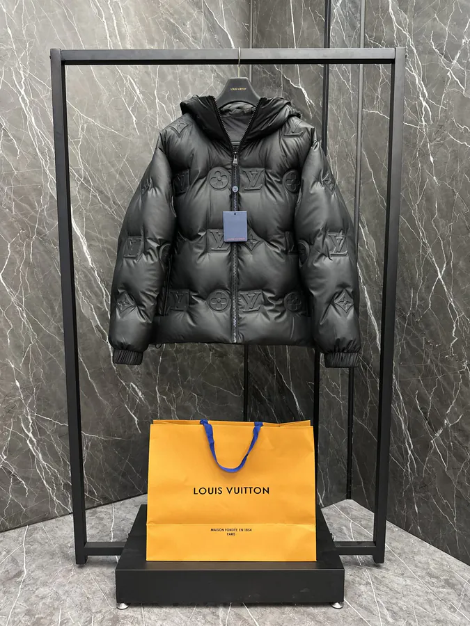 Louis Tech Leather Monogram Hoodie with Goose Down Fill