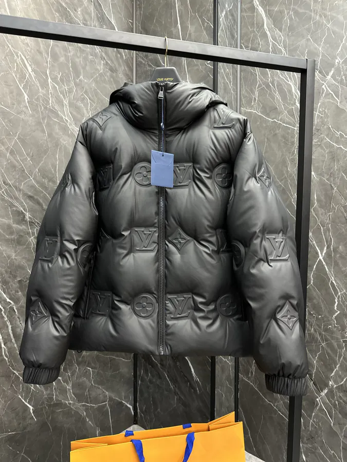 Louis Tech Leather Monogram Hoodie with Goose Down Fill