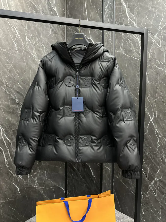Louis Tech Leather Monogram Hoodie with Goose Down Fill