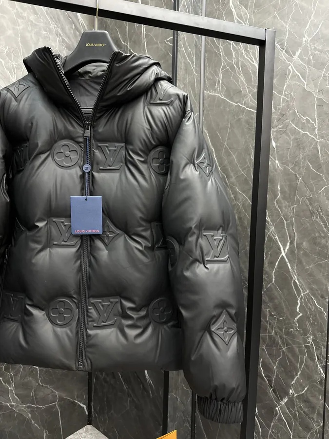 Louis Tech Leather Monogram Hoodie with Goose Down Fill