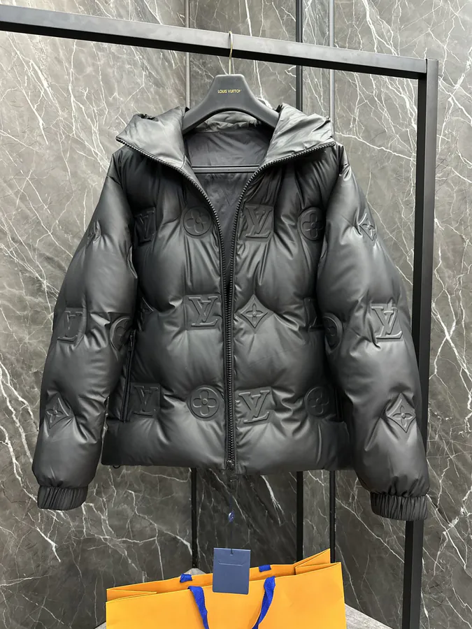 Louis Tech Leather Monogram Hoodie with Goose Down Fill