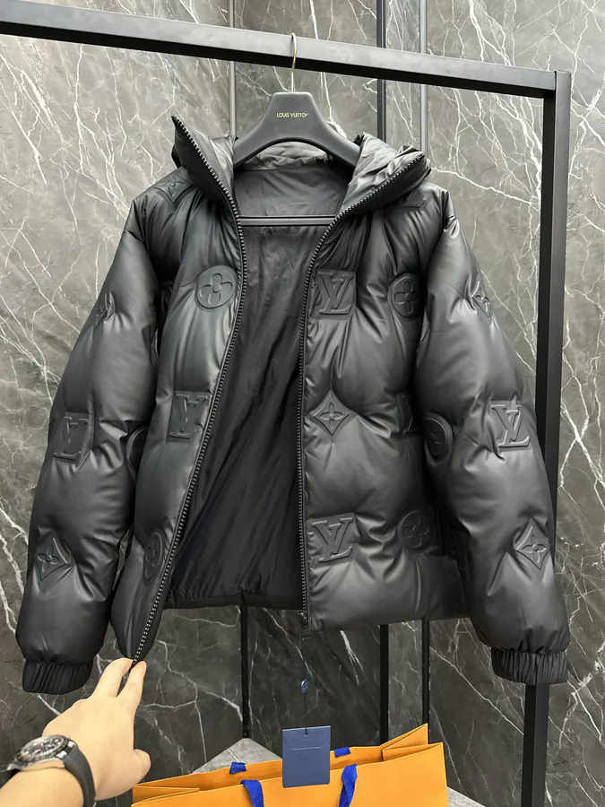 Louis Tech Leather Monogram Hoodie with Goose Down Fill