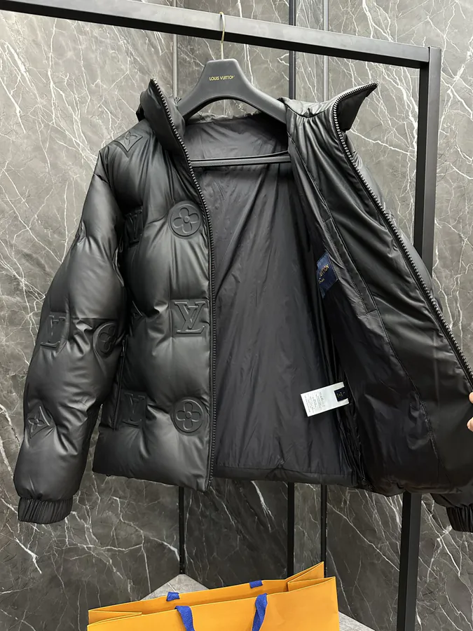 Louis Tech Leather Monogram Hoodie with Goose Down Fill
