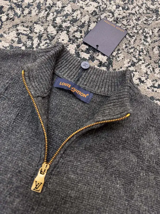 24ss New Monogram Jacquard Half Zip Crewneck Sweater
