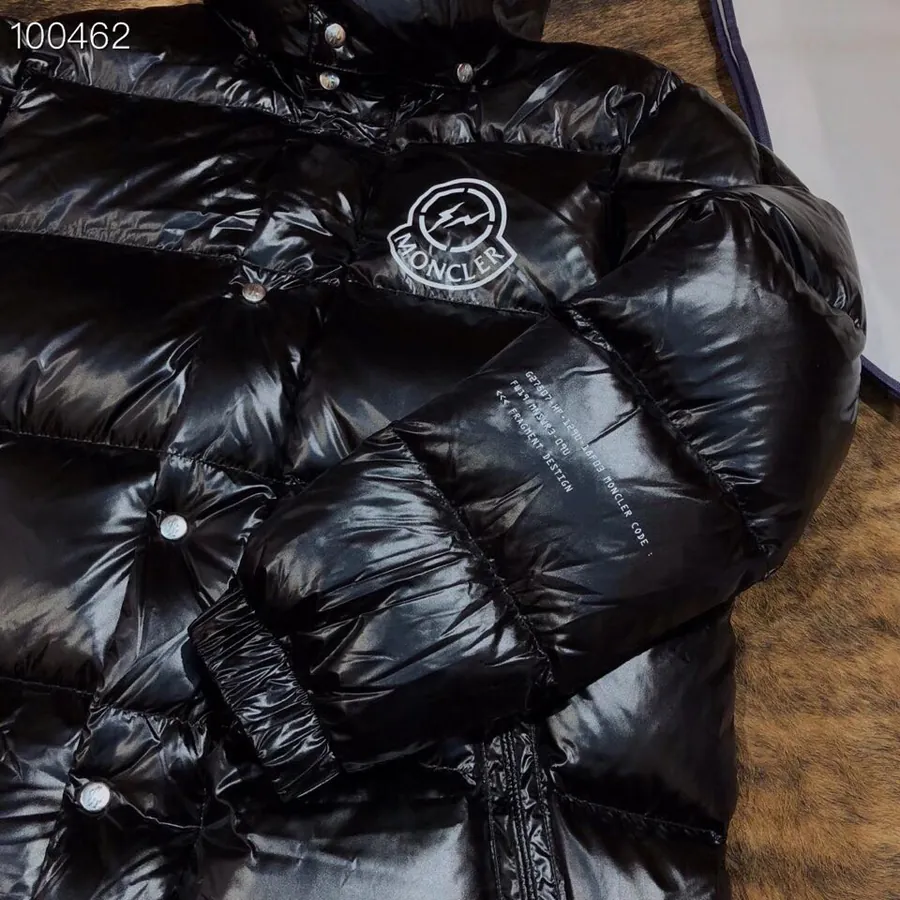 Monr蒙*口 Men's Long Coat from fraent藤原浩 Series with Chest and Lightning Logo