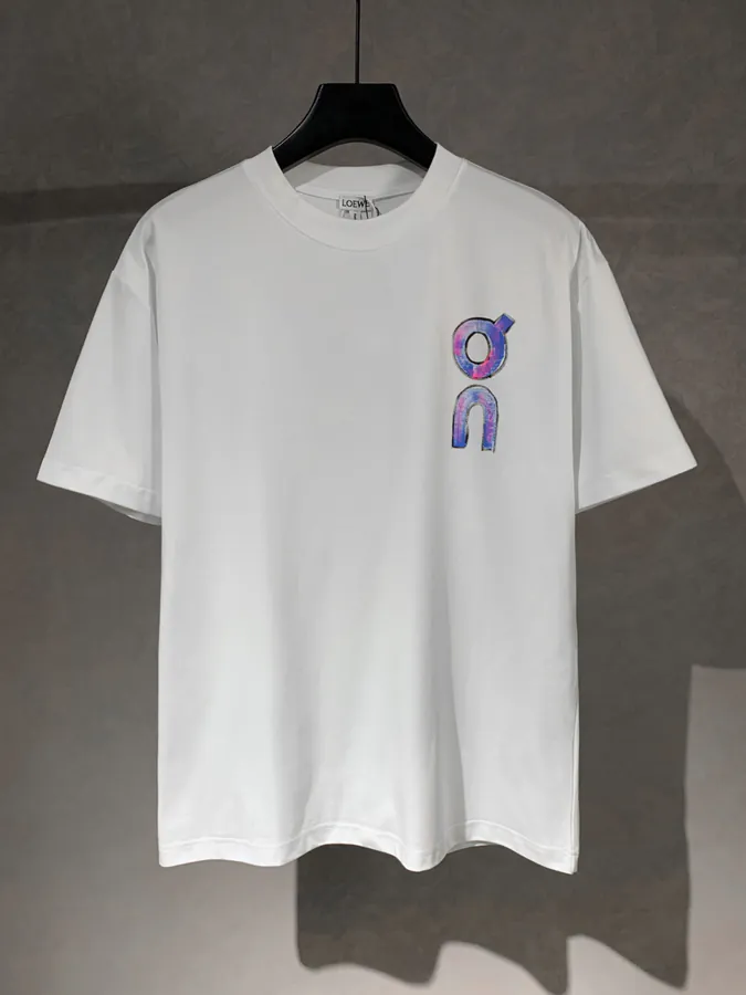 LOEW ROYCE New Collection Hand Painted Pattern Round Neck Short Sleeve T Shirt
