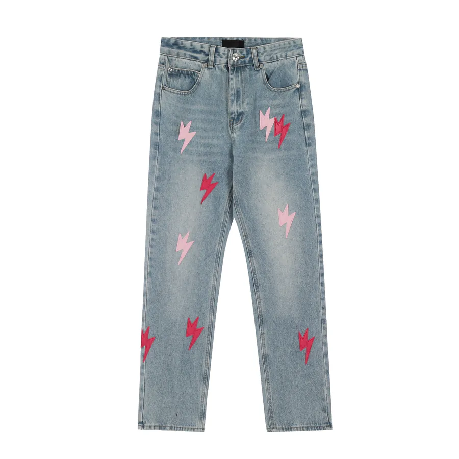 Amexnocap Colored Lightning Embossed Denim Jeans